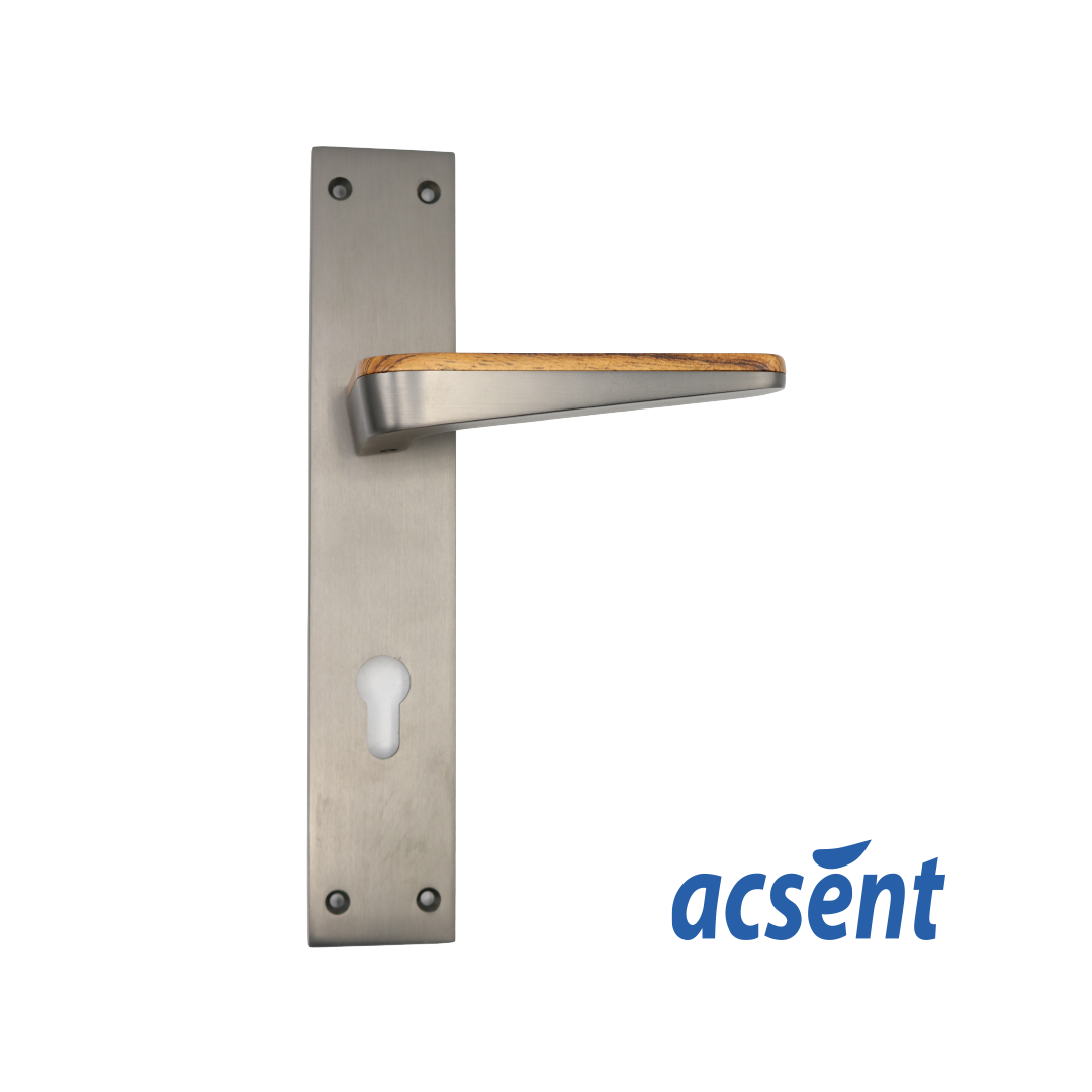 Door Handle Zinc Acsent PL222-H231 BS/WOOD
